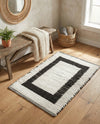 Osian Looms Collection Area Rug - Durham Rectangle White and Black  lifestyle 70