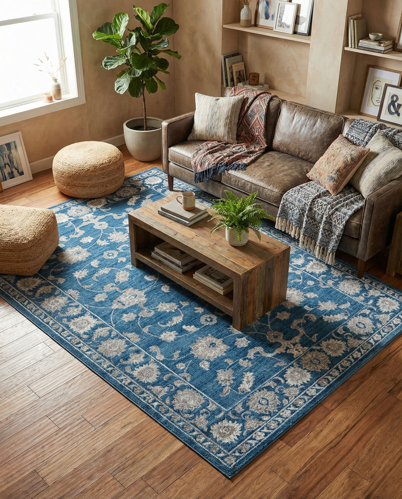 Charleston Elegance Collection Area Rug -  Seaport (Blue) Rectangle Blue  lifestyle 23