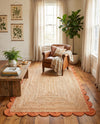 Serenity Braided Jute Collection Area Rug - Seaside Rectangle Natural and Terracotta  lifestyle 47