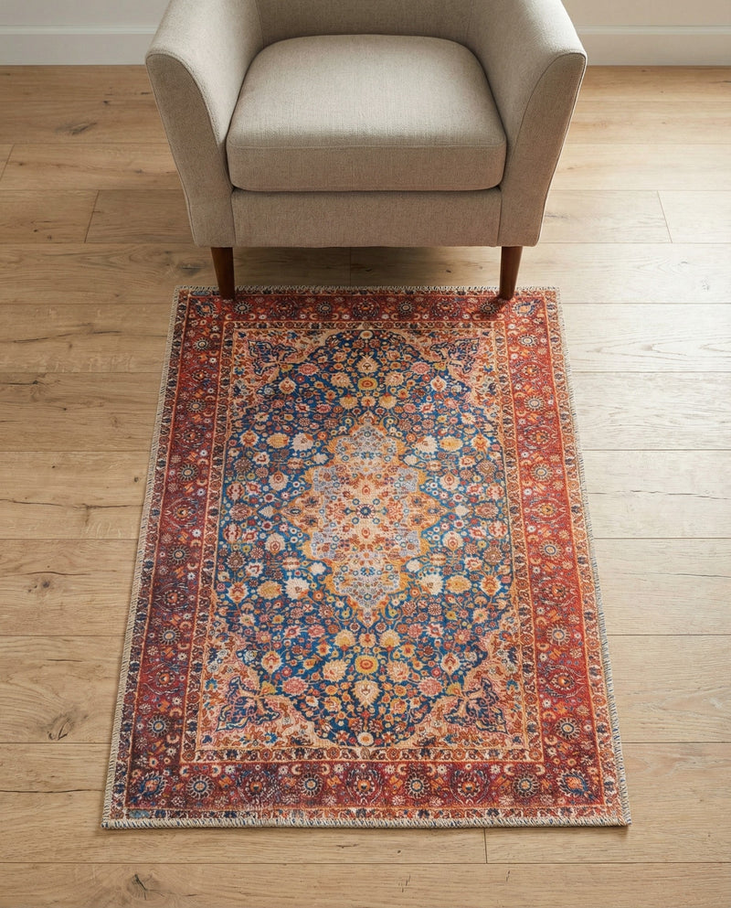 Heritage Elegance Collection Area Rug -  Hearst Rectangle Navy Blue  lifestyle 6