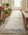 Mediterranean Lattice Collection Area Rug -  Casablanca (Ivory Gray Blue) Runner Ivory Gray Blue  lifestyle 68