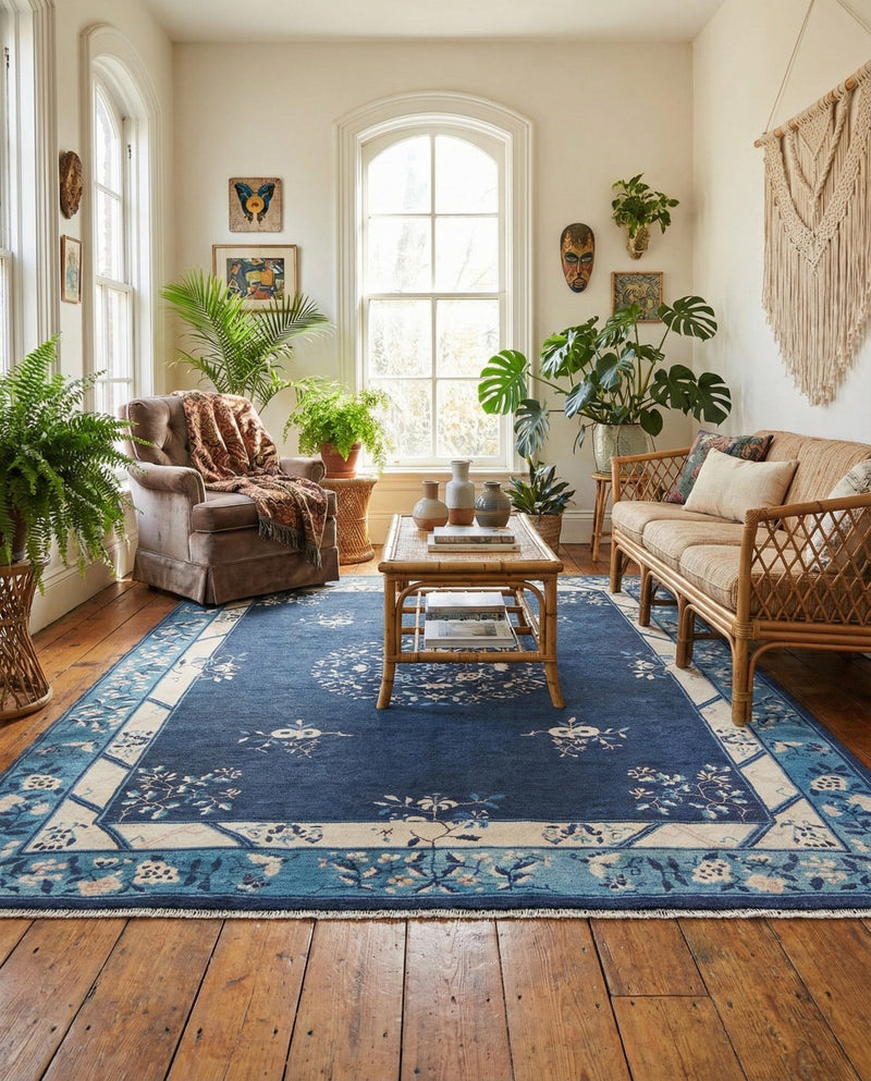 Bazaar Chic Collection Area Rug -  Ouarzazate Rectangle Navy Blue  lifestyle 15