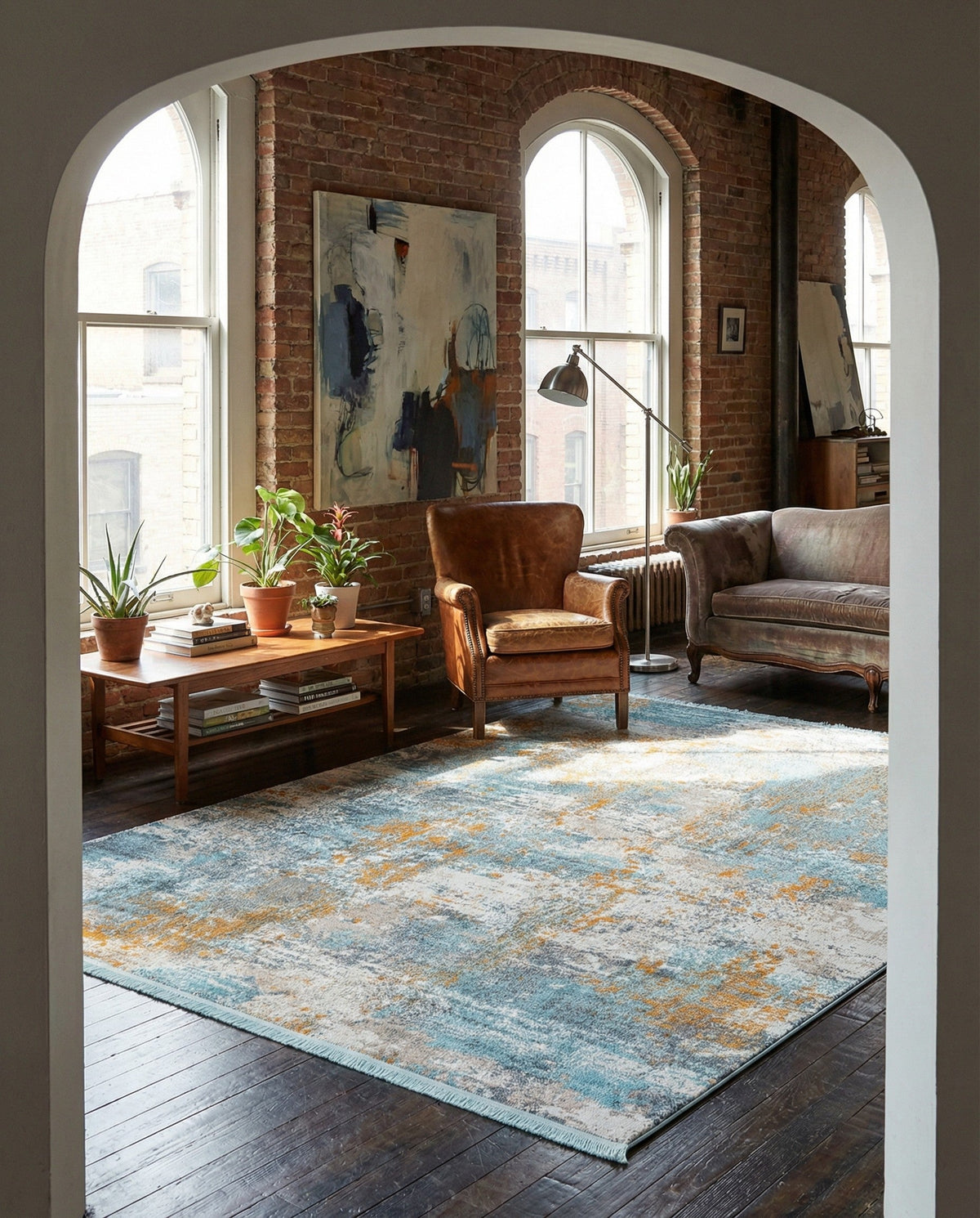 Arcadia Rugs Collection Area Rug -  Nirvana Rectangle Cream Blue  lifestyle 19