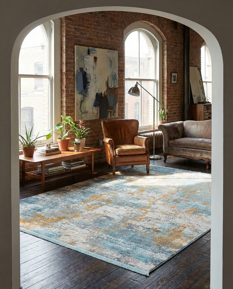 Arcadia Rugs Collection Area Rug -  Nirvana Rectangle Cream Blue  lifestyle 19