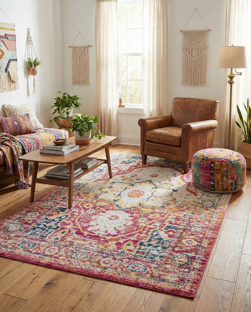 Parisian Elegance Collection Area Rug - Versailles (Pink Gray) Rectangle Pink Gray  lifestyle 8