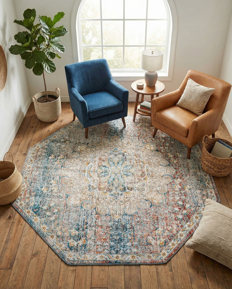 Coastal Haven Collection Area Rug - Seabreeze (Multi) Octagon Multi  lifestyle 60