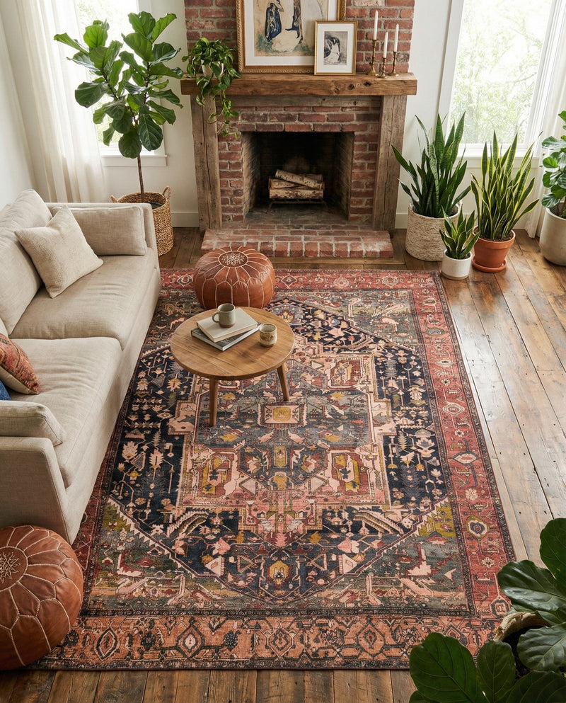 Casablanca Tapestry Collection Area Rug - Fes Rectangle Muted Rust  lifestyle 53