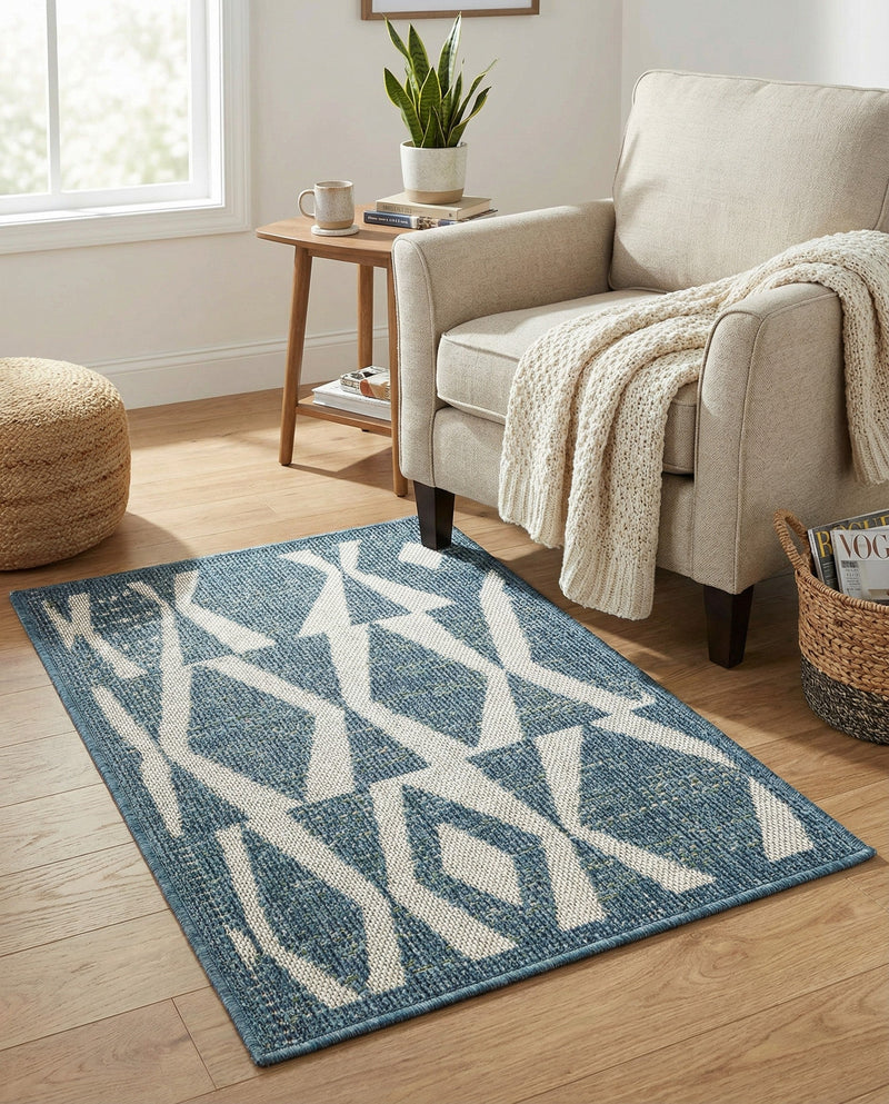 Coastal Terrace Collection Area Rug -  Tidepool Rectangle Blue  lifestyle 5