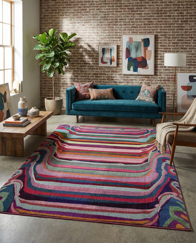 Chromatic Oasis Collection Area Rug -  Dapple Rectangle Multi  lifestyle 6