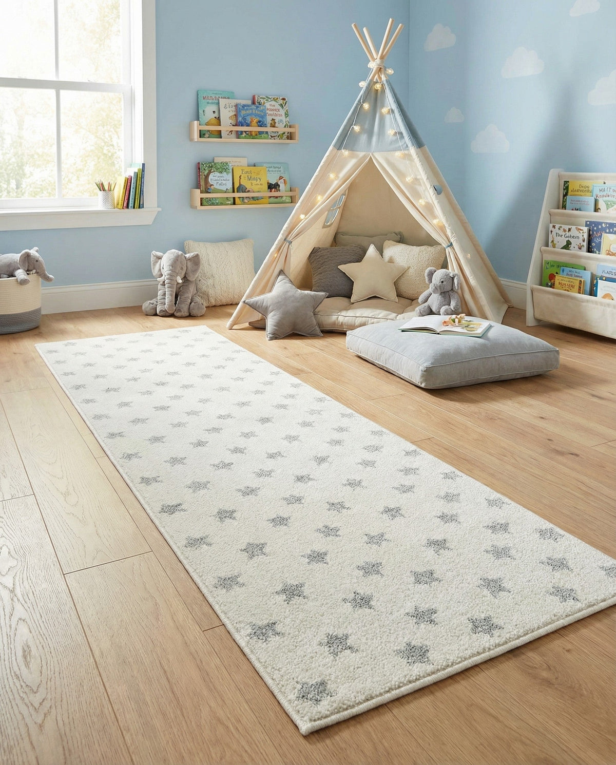 Wonder Tykes Collection Area Rug -  Mosaic Runner Daisy White  lifestyle 181