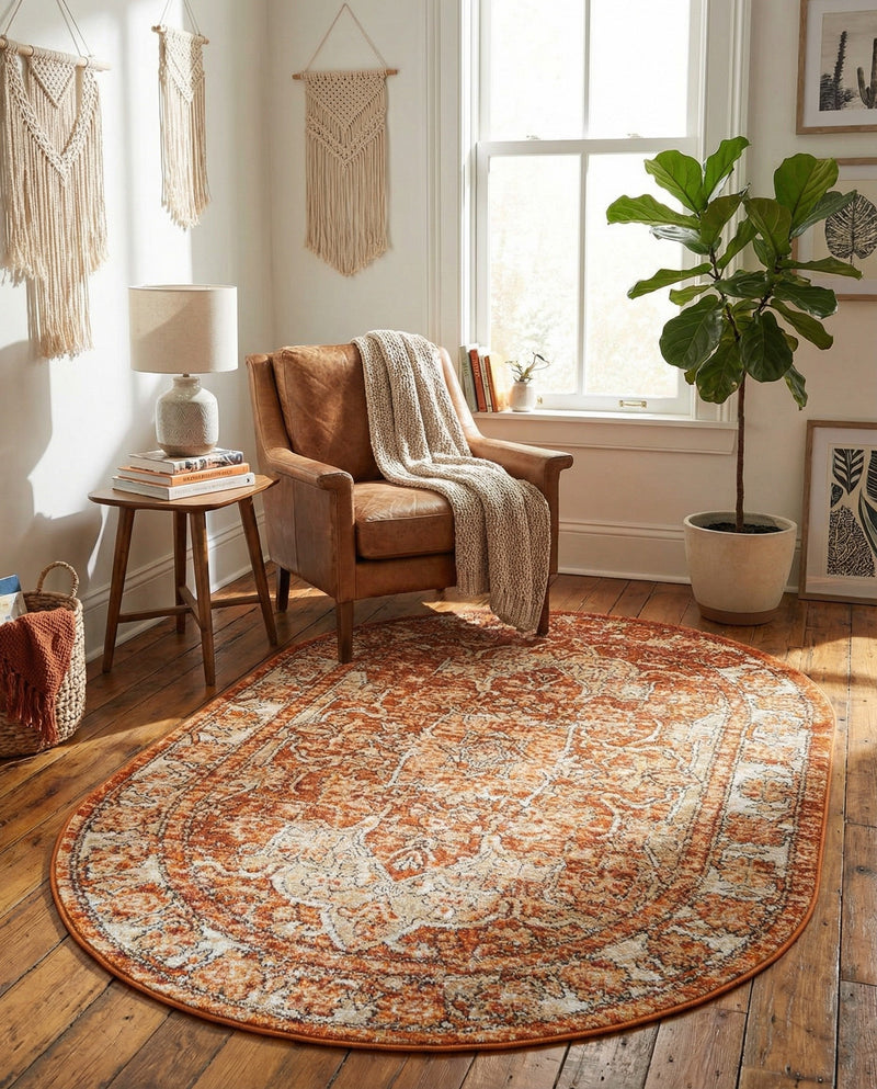Savannah Soiree Collection Area Rug -  Everglade (Rust Red) Oval Rust Red  lifestyle 51