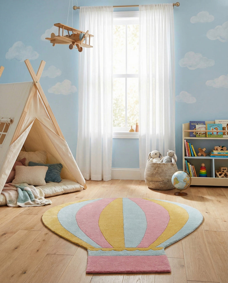 Whimsy Wonders Wool Collection Area Rug -  Oasis Square Multi  lifestyle 6