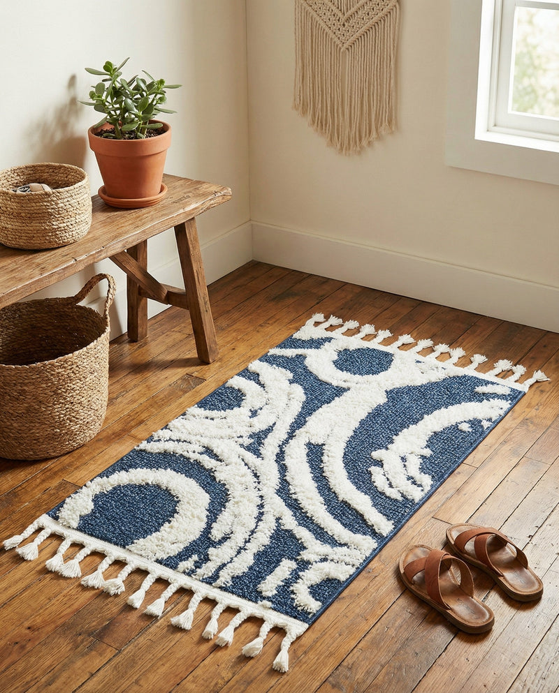 Sahara Chic Collection Area Rug -  Nubia Rectangle Blue  lifestyle 55