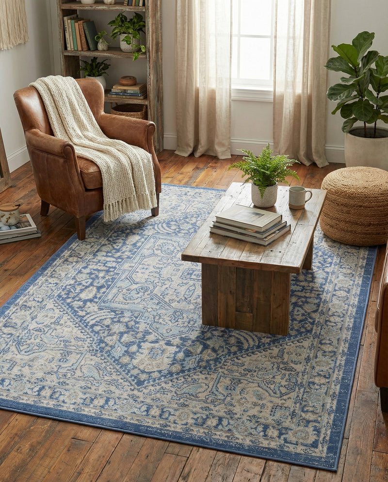 Savannah Series Collection Area Rug - Charleston (French Blue) Rectangle French Blue  lifestyle 17