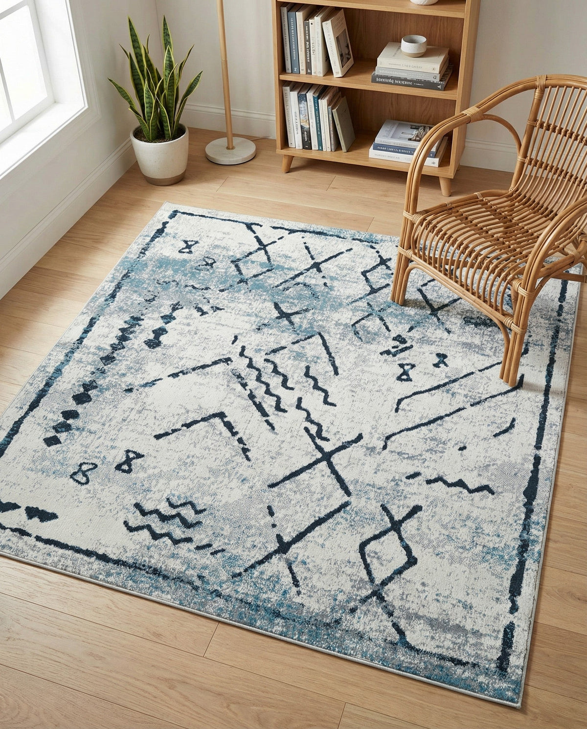Aegean Elegance Washables Collection Area Rug - Santorini Square Ivory Gray  lifestyle 164