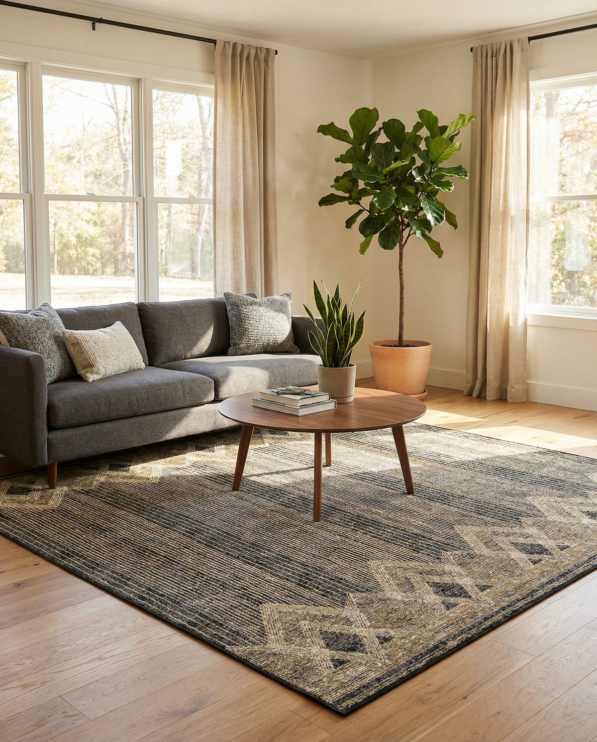Urban Terrace Collection Area Rug -  Loft Square Charcoal  lifestyle 88