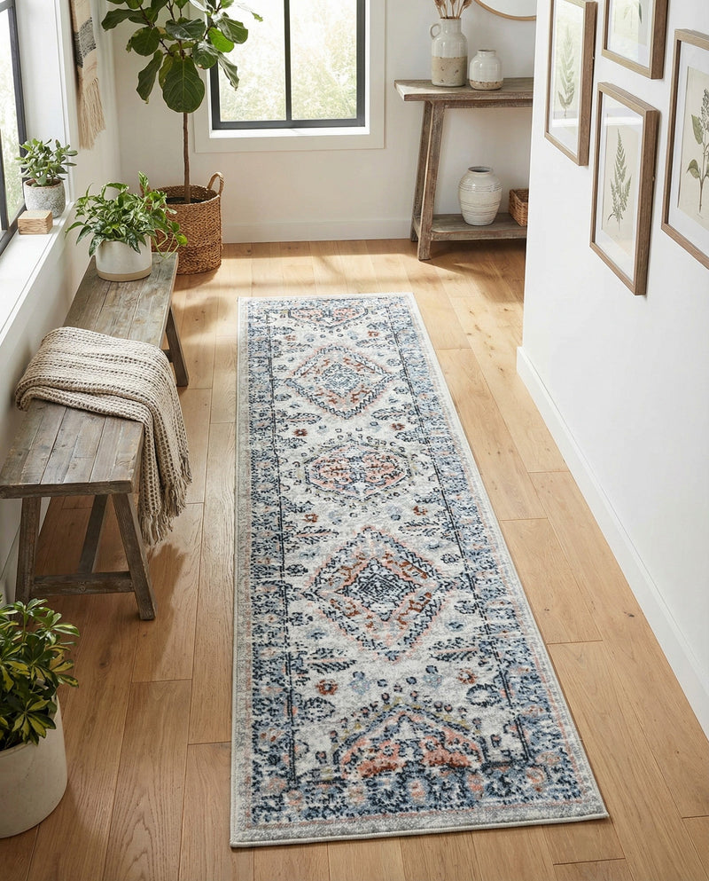 Aegean Elegance Washables Collection Area Rug -  Patmos Runner Ivory  lifestyle 48