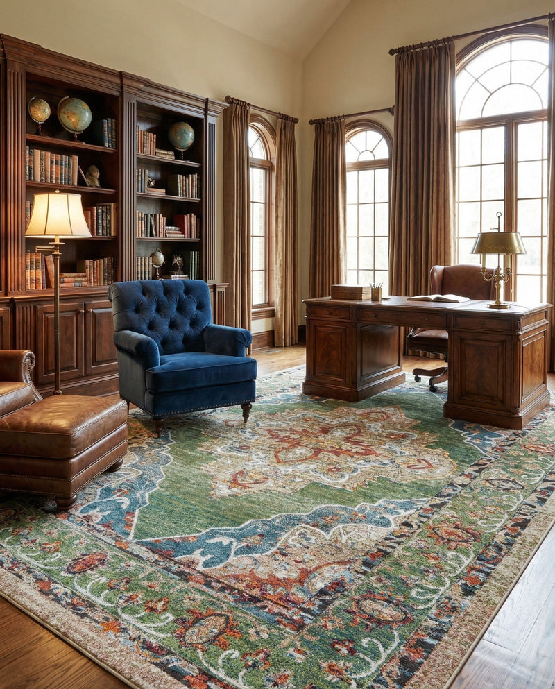Savannah Soiree Collection Area Rug - Serengeti (Green) Rectangle Green  lifestyle 3