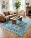Chateau Elegance Collection Area Rug -  Louvre Rectangle Light Blue  lifestyle 48