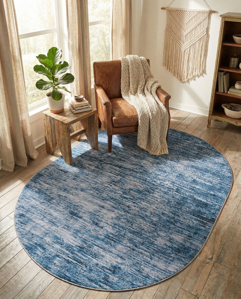 Sahara Essence Collection Area Rug - Oasis (Blue) Oval Blue  lifestyle 36