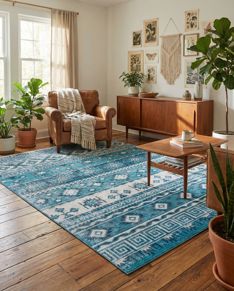Geneva Terrace Collection Area Rug - Montreux Rectangle Blue  lifestyle 35