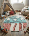 Wonder Tykes Collection Area Rug -  Zany Round Red and Blue  lifestyle 36