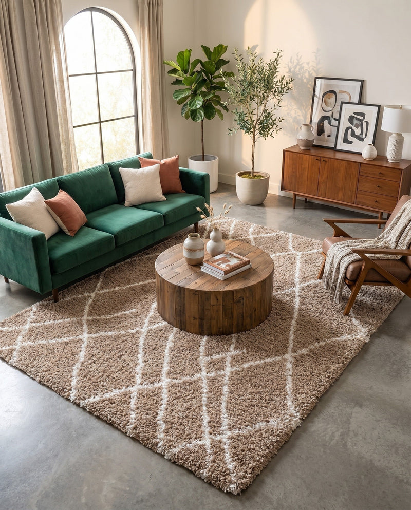 Cozy Haven Shag Collection Area Rug - Serenity (Khaki) Rectangle Khaki  lifestyle 10