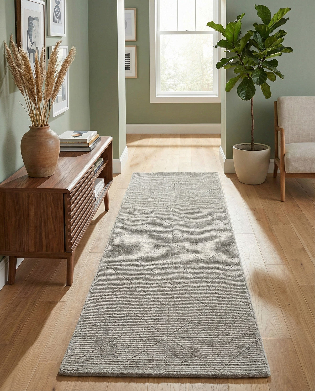Nordic Loom Geometric Collection Area Rug - Oslo Runner Steel gray  lifestyle 138