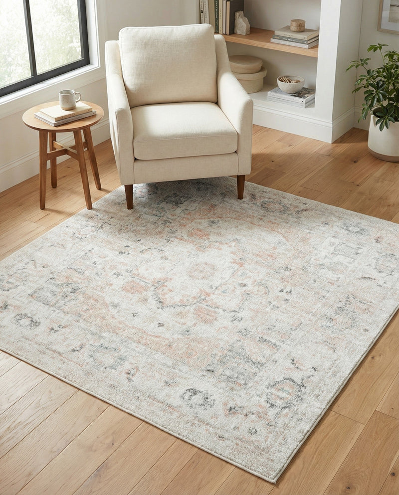 Parisian Elegance Collection Area Rug - Versailles (Ivory) Square Ivory  lifestyle 40