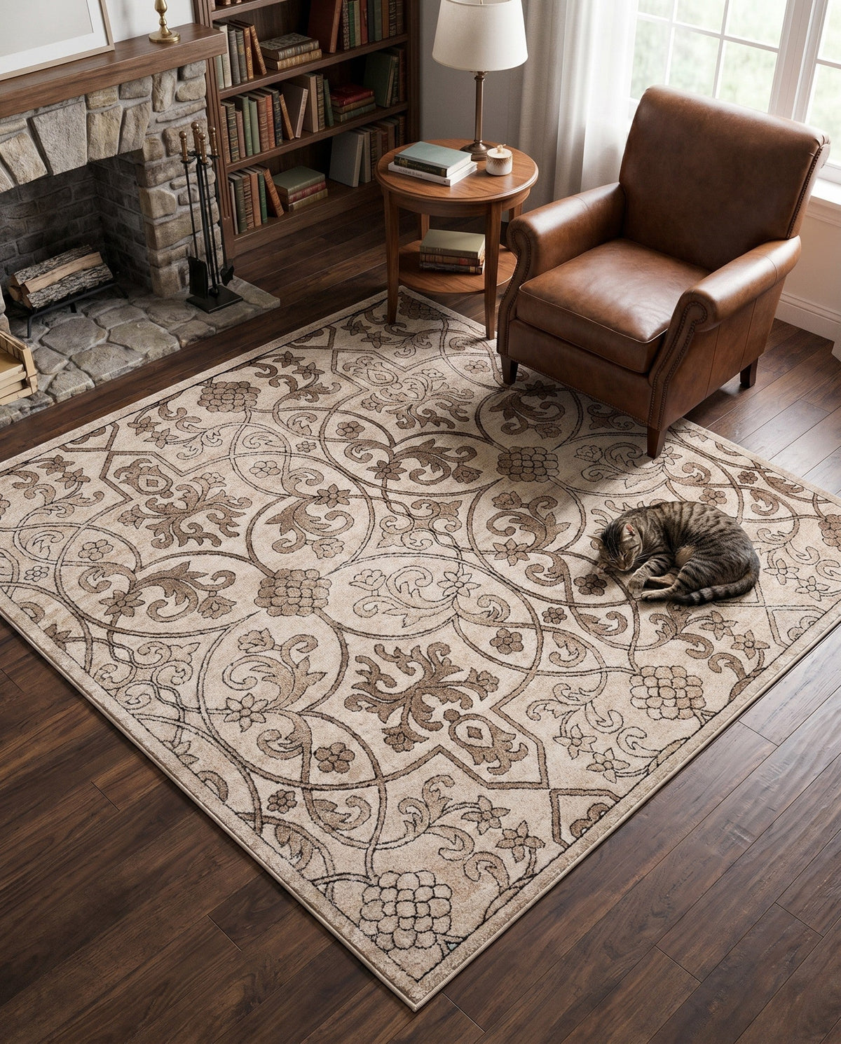 Andes Summit Collection Area Rug -  Merida Square Dark Beige  lifestyle 51