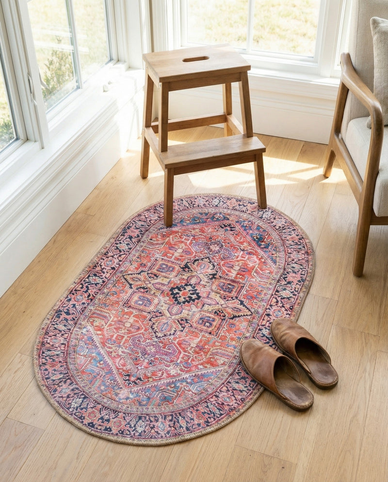 Heritage Elegance Collection Area Rug -  Alhambra Oval Red  lifestyle 65