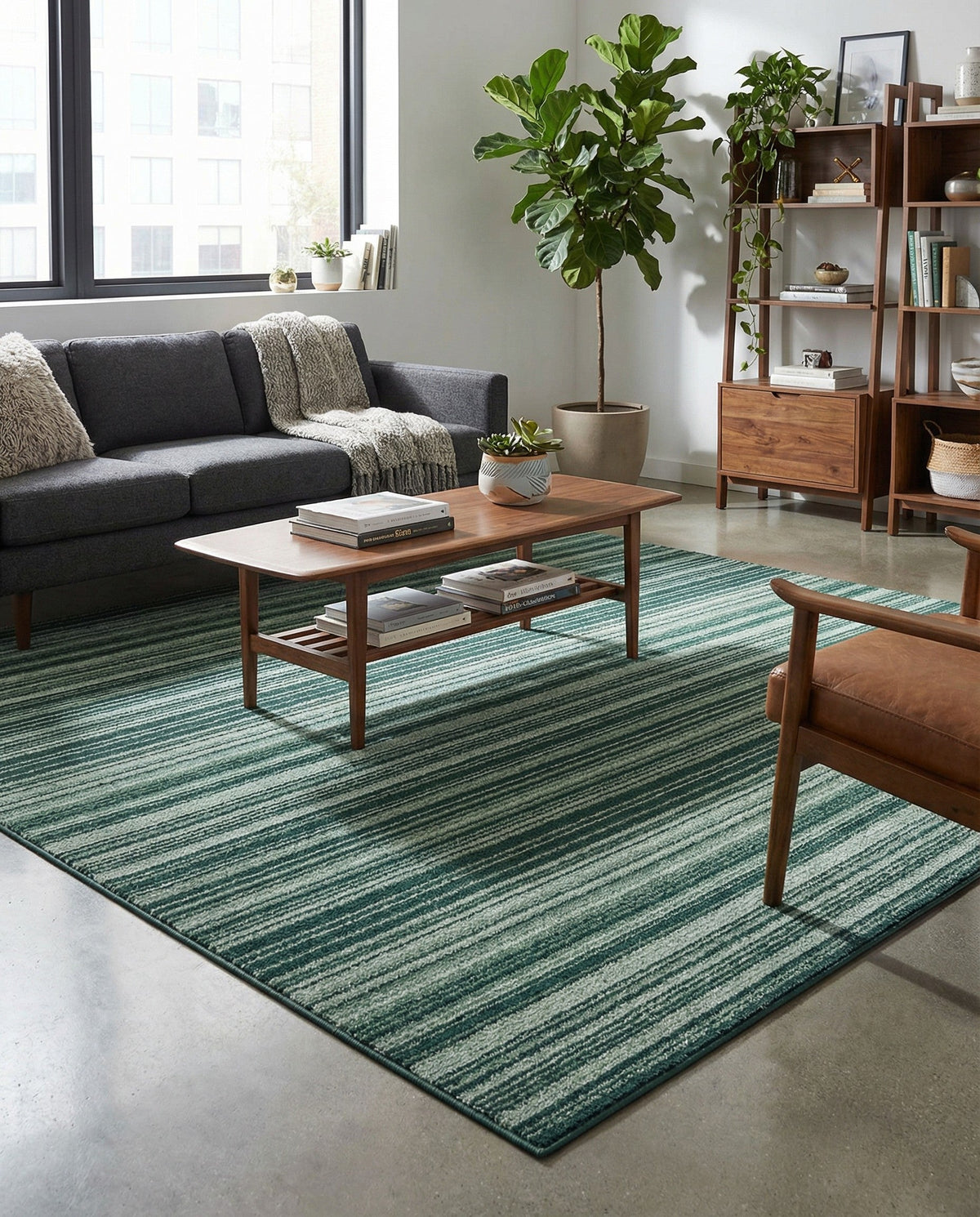 Jewel Oasis Collection Area Rug - Sapphire (Green) Square Green  lifestyle 84