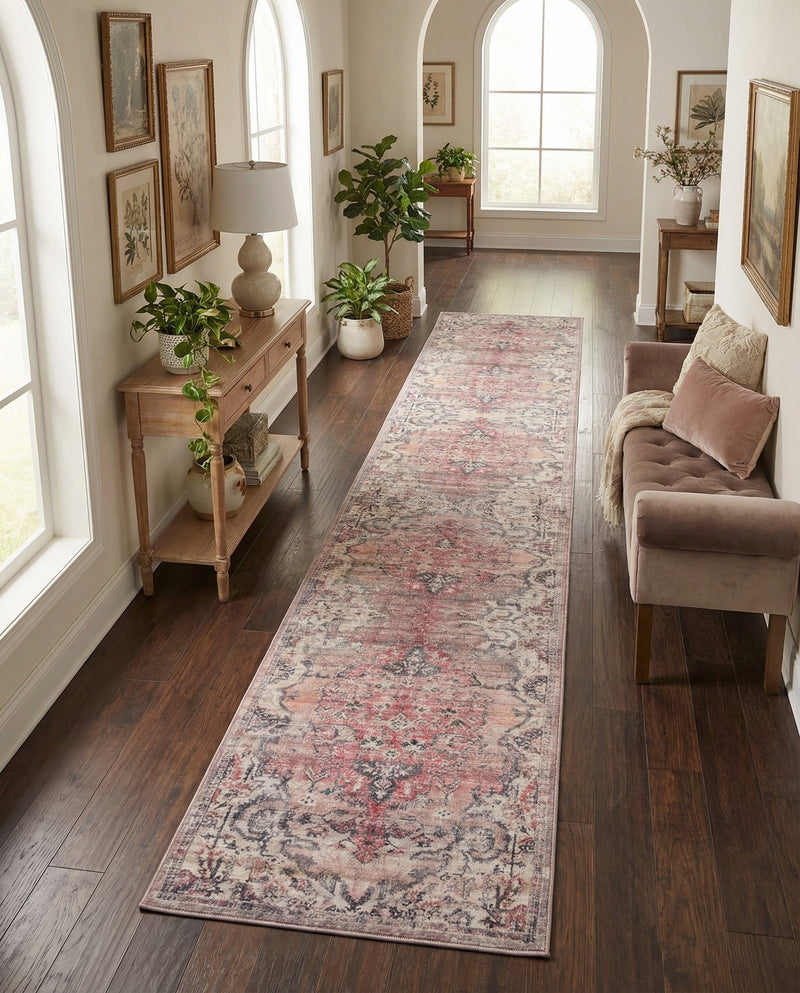 Vintage Memories Collection Area Rug - Echoes Runner Beige pink  lifestyle 55