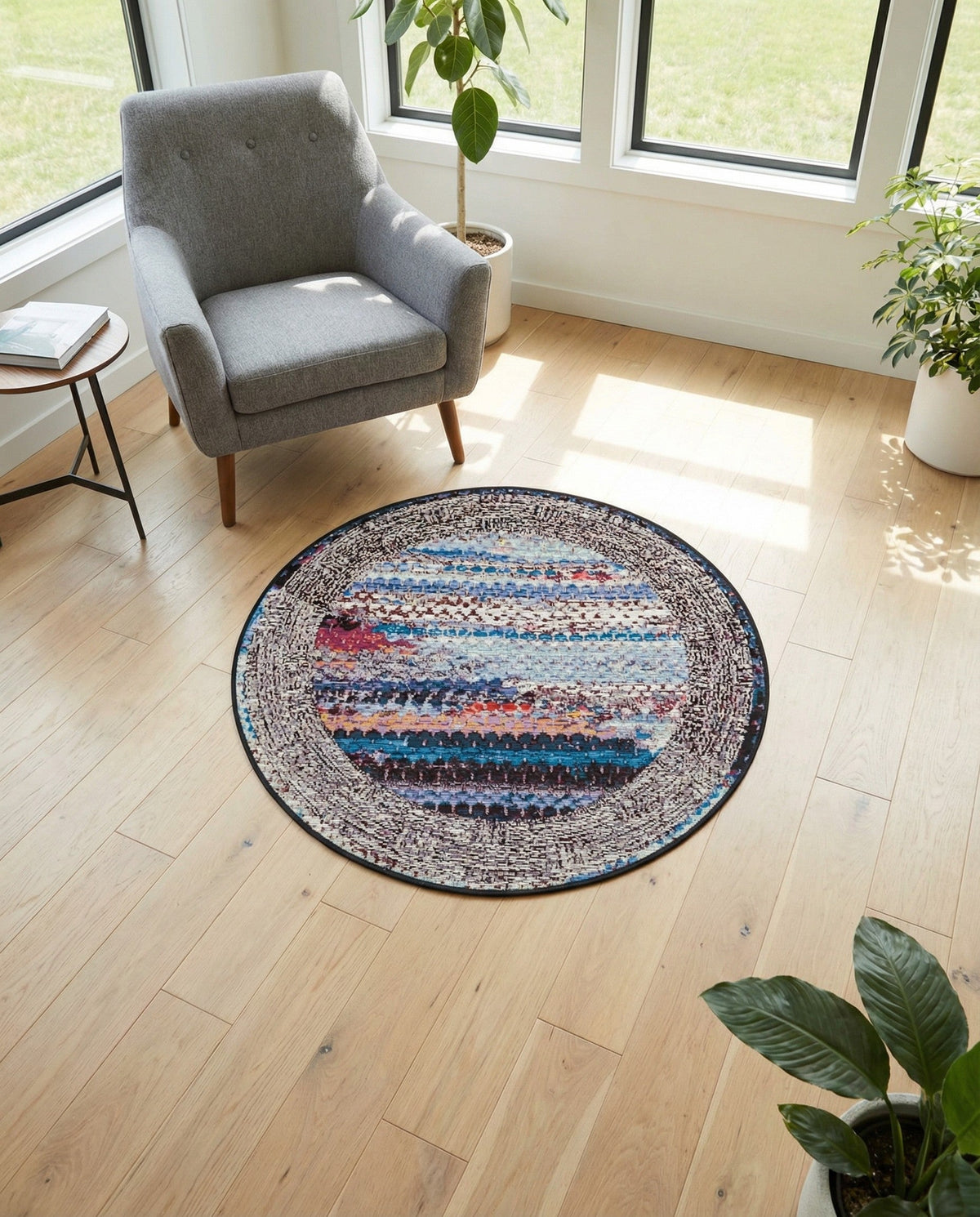 Urban Terrace Collection Area Rug -  Oasis Round Multi  lifestyle 91