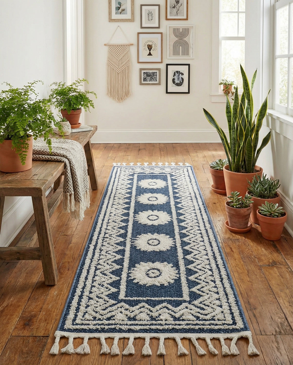 Sahara Chic Collection Area Rug -  Tangier Runner Blue  lifestyle 130