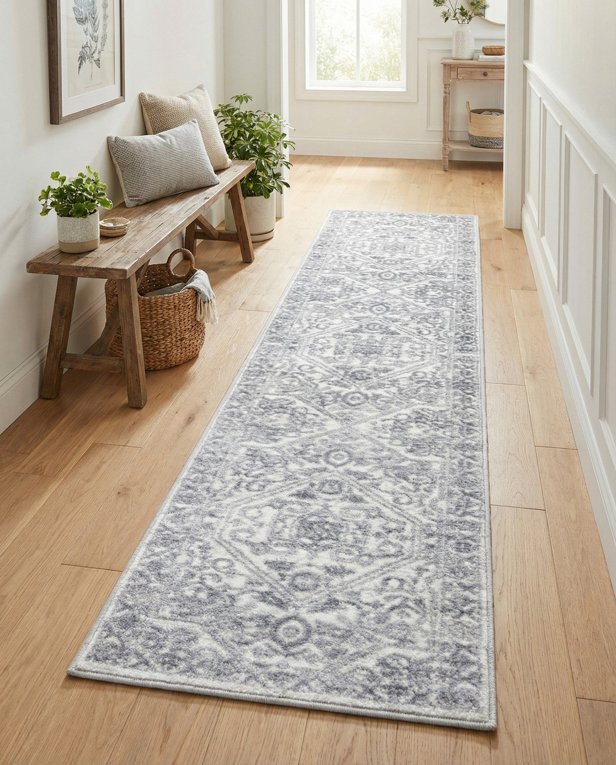 Charleston Elegance Collection Area Rug - Harborview Runner White  lifestyle 170