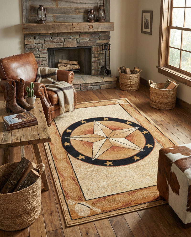Frontier Trails Collection Area Rug - Redwood Rectangle Ivory Brown  lifestyle 13