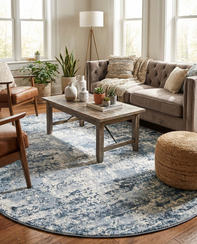 Luminara Sands Collection Area Rug - Elysium (Vintage Blue) Oval Vintage Blue  lifestyle 36