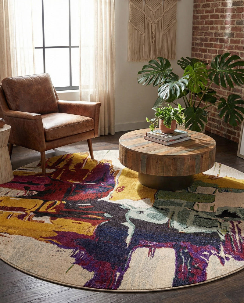 Marrakesh Elegance Collection Area Rug -  Riad Round Beige  lifestyle 64