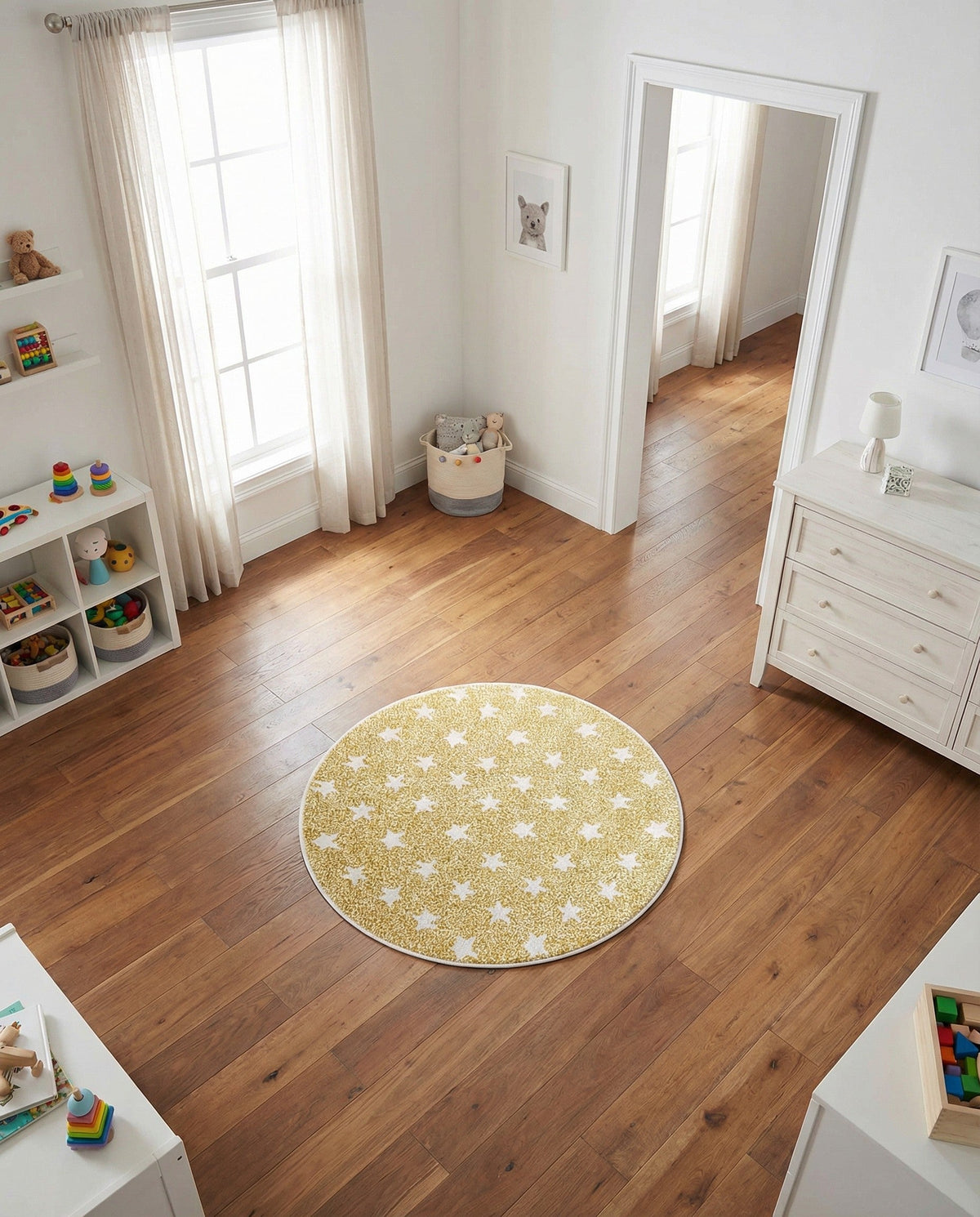 Wonder Tykes Collection Area Rug -  Mosaic Round Soft Yellow  lifestyle 137