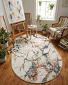 Jewel Oasis Collection Area Rug -  Opaline Oval White Navy  lifestyle 61