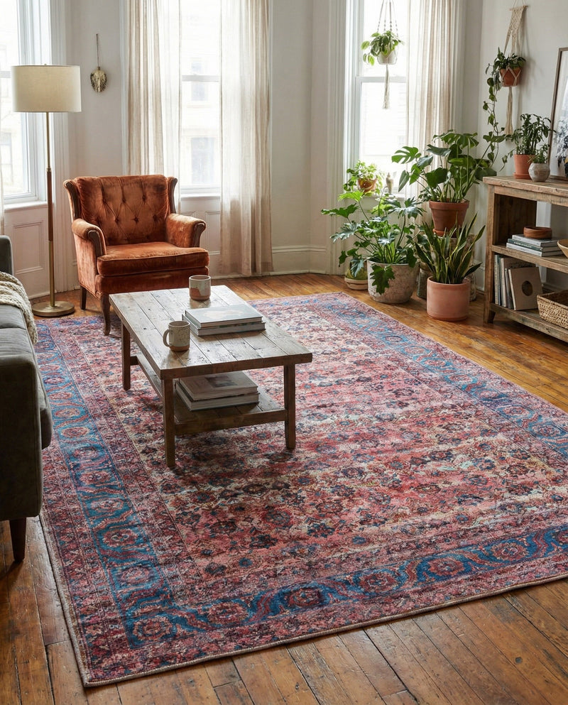 Zahara Oasis Collection Area Rug -  Meknes Rectangle Antique Pink  lifestyle 6