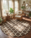 Lattice Gardens Collection Area Rug -  Bloomfield (Brown) Round Brown  lifestyle 37