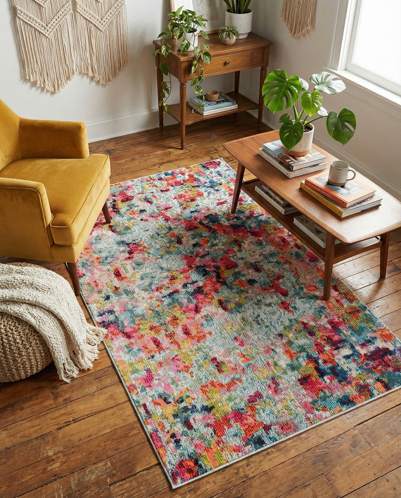 Chromatic Oasis Collection Area Rug -  Lagoon Rectangle Multi  lifestyle 51