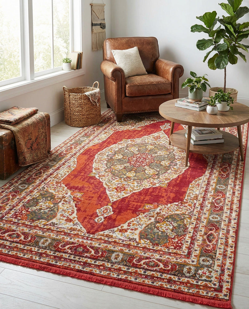 Caribbean Breeze Collection Area Rug -  Windward Rectangle Red  lifestyle 62