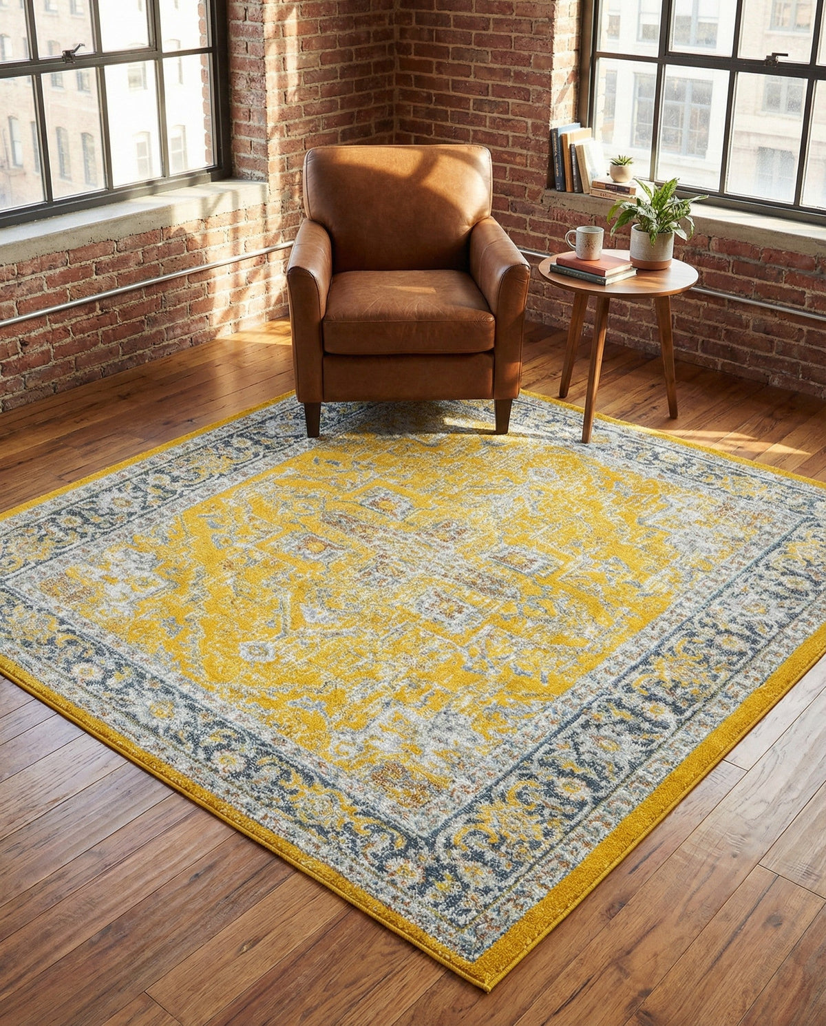 Caribbean Breeze Collection Area Rug -  Andros Square Yellow  lifestyle 141