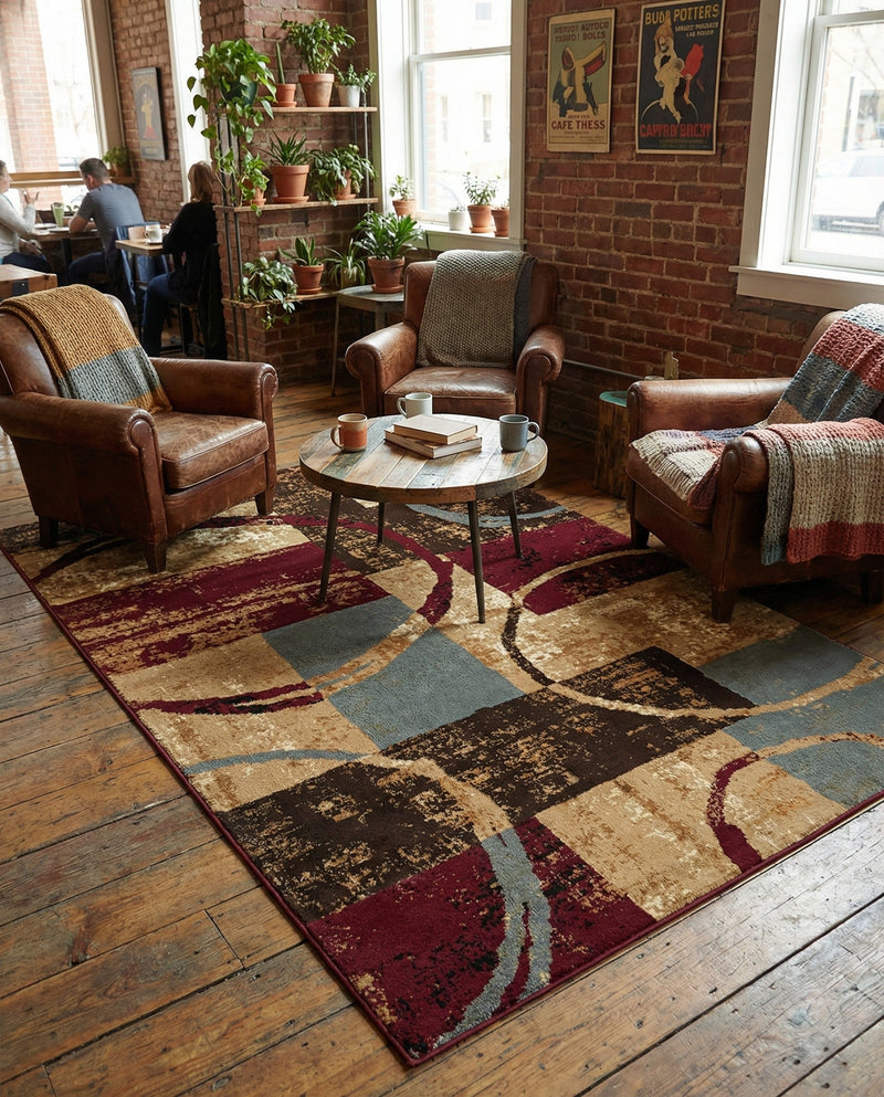 Bistro Lounge Collection Area Rug -  Ristretto Rectangle Multi  lifestyle 4