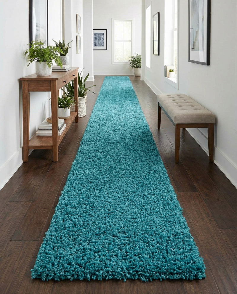 Plush Oasis Collection Area Rug - Serenity (Deep Aqua Blue) Runner Deep Aqua Blue  lifestyle 69