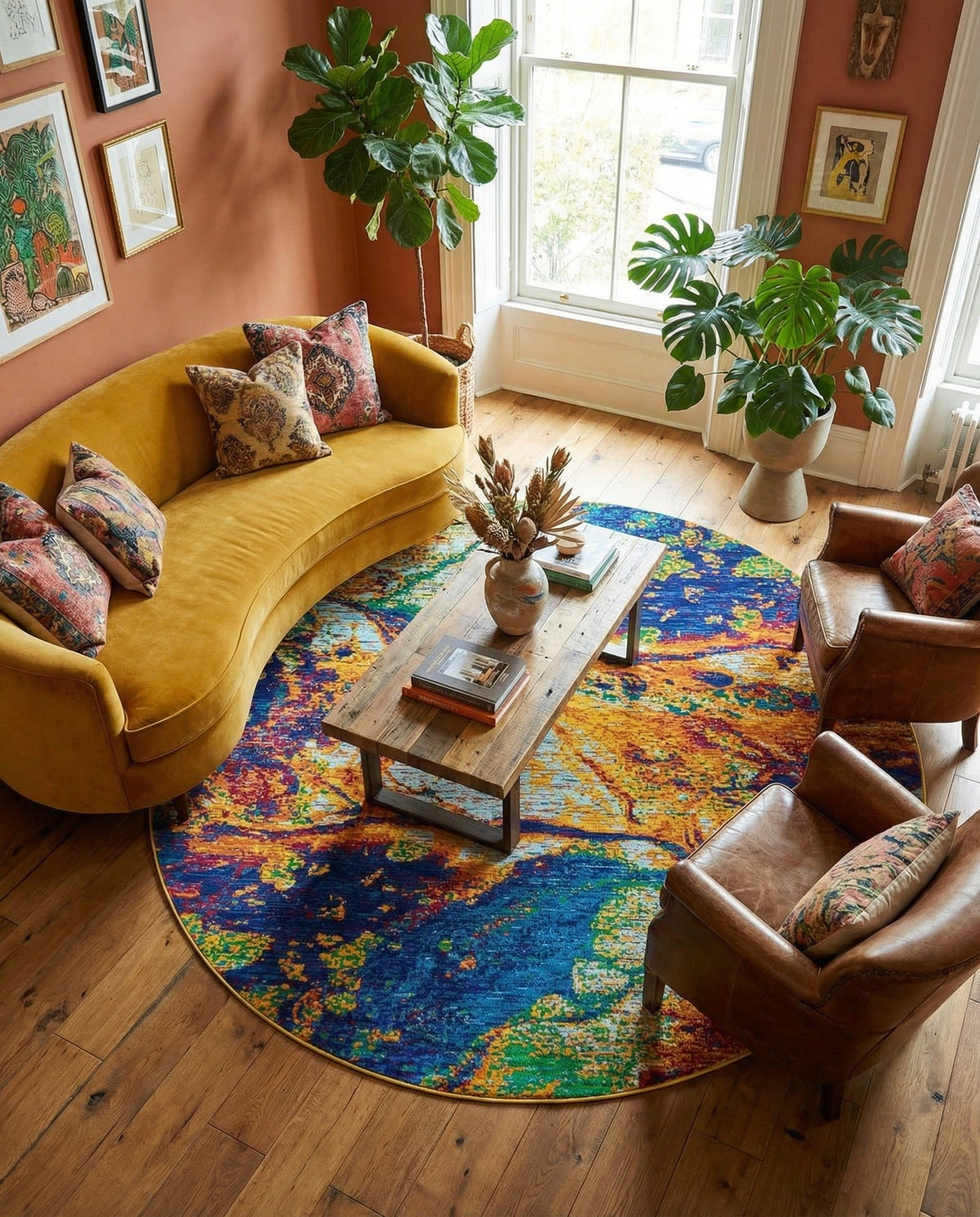 Caribbean Cove Collection Area Rug -  Bequia Round Multi  lifestyle 81