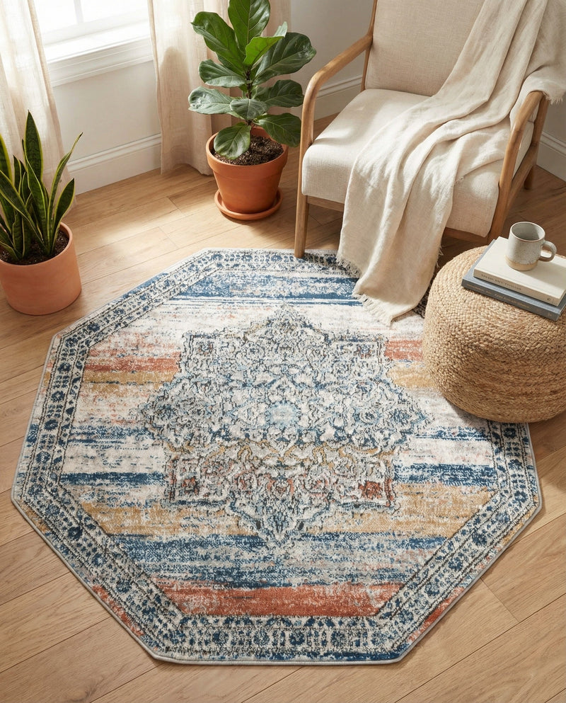 Mykonos Manor Collection Area Rug -  Tinos (Multi) Octagon Multi  lifestyle 41